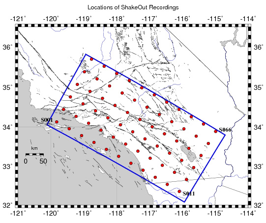 Locations of ShakeOut Recordings